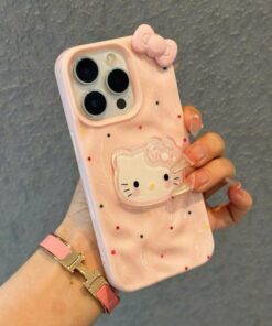 Alternative view of Ốp Lưng iPhone Hello Kitty Nơ - Thiết Kế Vân Sóng 3D Cute, Chống Sốc Toàn Diện
