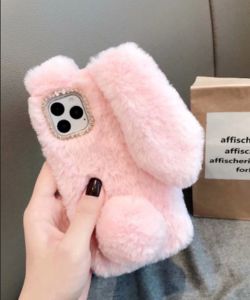 Ốp lưng iPhone lông thỏ bunny tai dài Ốp lưng iPhone lông thỏ bunny tai dài màu hồng
